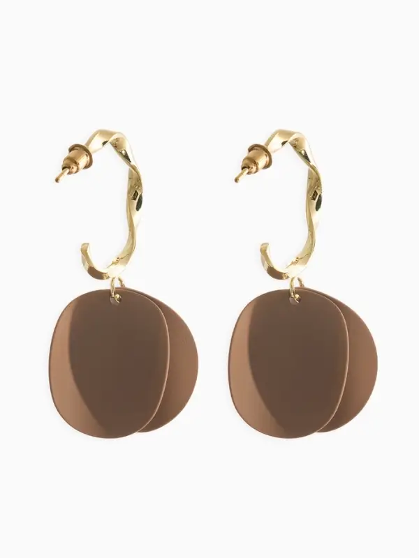 Серьги "Лепесточки на кольце", цвет коричневый в золоте