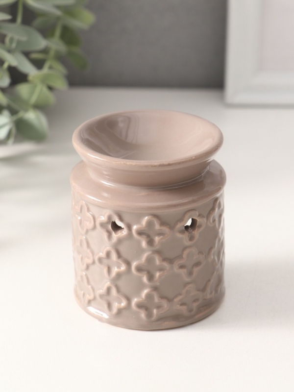 Аромалампа керамика "Крестики" серая 7х7х7,7 см