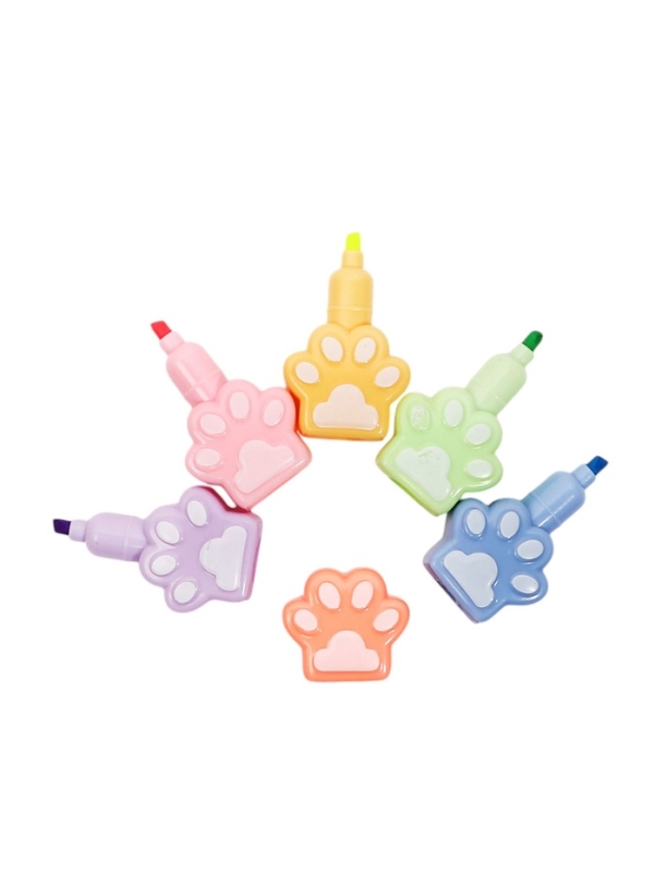 Набор маркеров-текстовыделителей 6 штук/6 цветов Лапки