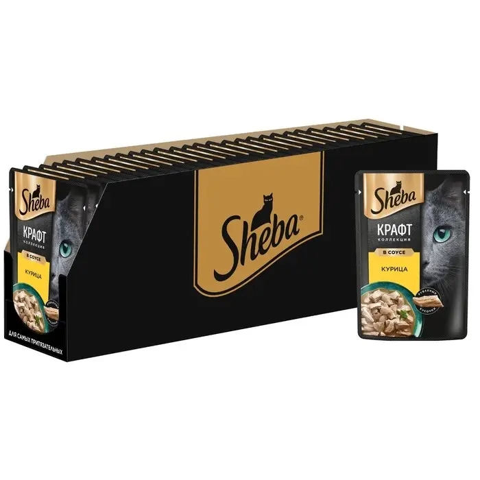 Влажный корм Sheba Craft для кошек, курица, соус, пауч,  75 г