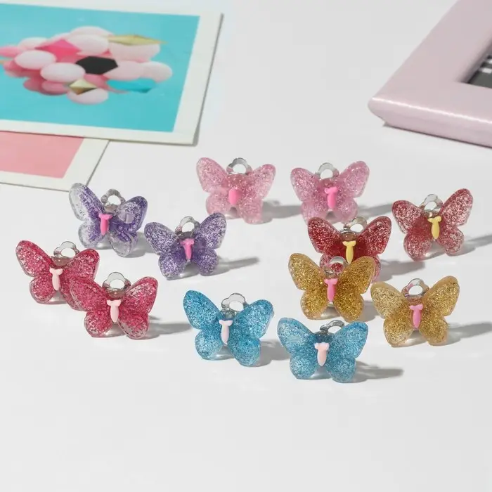 Серьги клипсы детские Выбражулька &laquo;Блестящая бабочка&raquo;, миксы