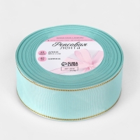 Лента репсовая 40мм*25&plusmn;1ярд(23м&plusmn;1м) золотые нити №013 светло-голубой АУ