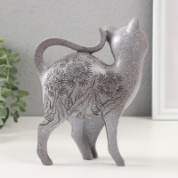 Сувенир полистоун "Серая кошечка с узорами" 5,5х14х17,5 см