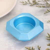 Подсвечник "Квадрат" из гипса со скошенными углами малый,9х3,5см,голубой