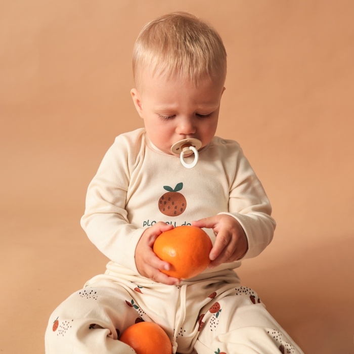 Футболка с длинным рукавом Крошка Я Oranges, рост 74-80 см, молочная