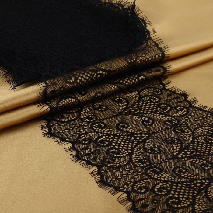 Кружево реснички, 190 мм &times; 3 &plusmn; 0,5 м, цвет чёрный