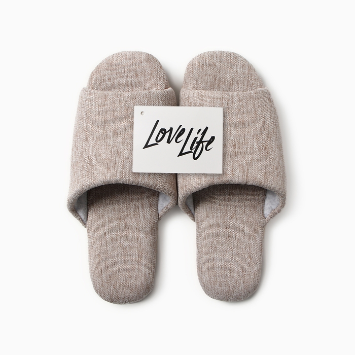 Тапочки мужские с открытым носом ECO размер 42-43, бежевый Тапочки мужские с открытым носом ECO размер 42-43, бежевый