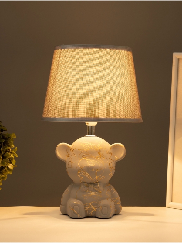 Настольная лампа "Мишка" 1х40Вт Е14 серый/золото 20х20х33см