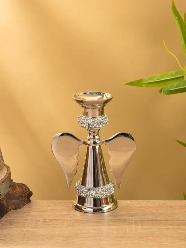 Подсвечник "Крылья" с кристаллами, алюминий 11х6,5х16 см