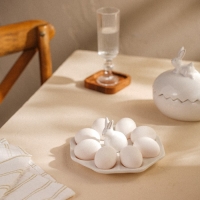 Подставка для яиц керамическая SL Home &laquo;Пасхальные кролики&raquo;, 19&times;9 см, 8 ячеек, цвет белый