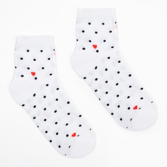 Носки женские MINAKU &laquo;Точки и сердечки&raquo;, цвет белый, размер 36-37 (23 см)