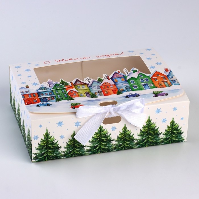 Коробка новогодняя складная &laquo;Новогодний город&raquo; 16.5 х 12.5 х 5 см, Новый год