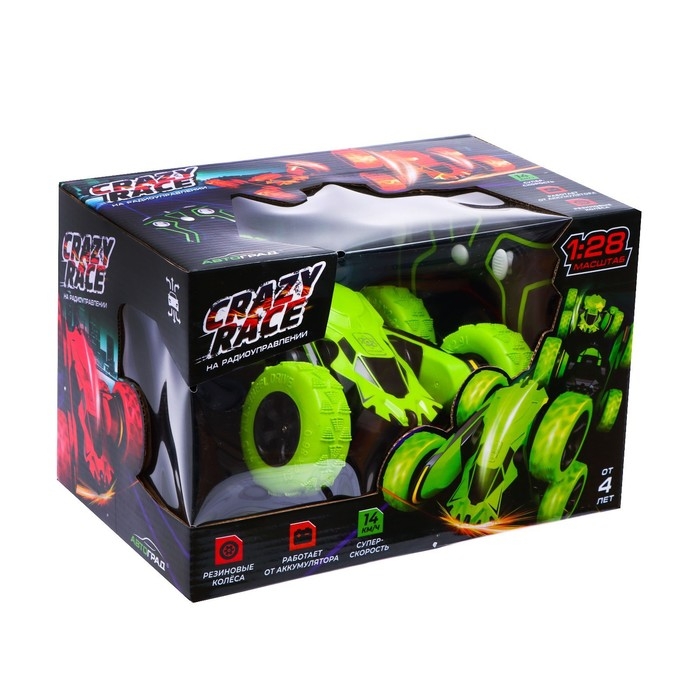 Машина-перевёртыш радиоуправляемая &laquo;Трюкач&raquo;, работает от аккумулятора, цвет зелёный