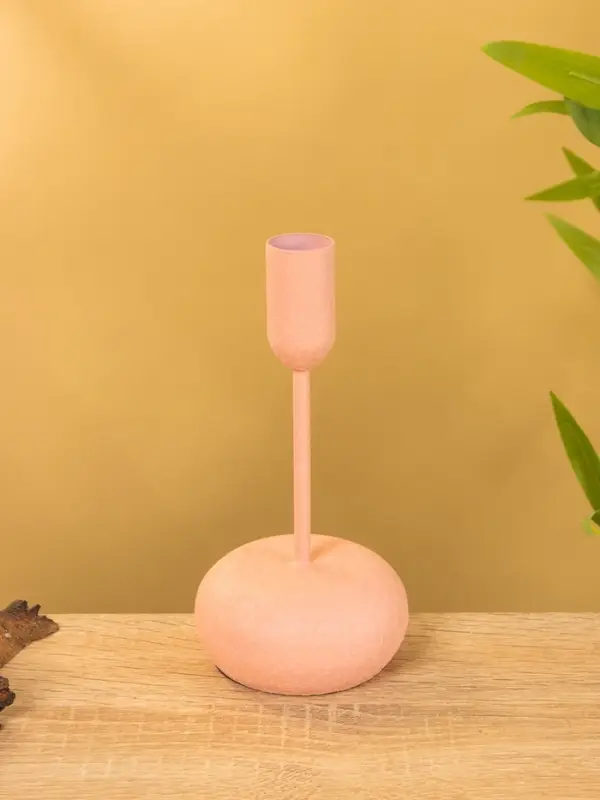 Подсвечник на 1 свечу текстурный "Пудровый розовый" 8х8х15,5 см