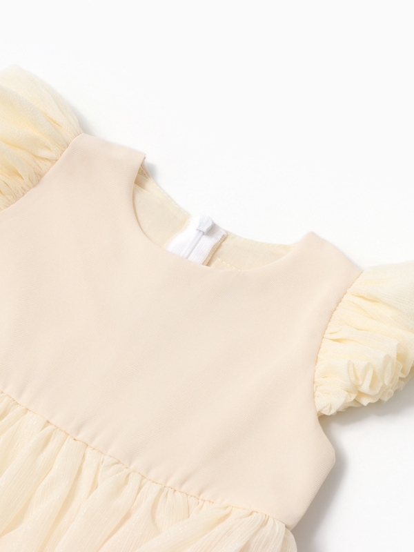 Платье для девочки, MINAKU :Party Dress, цвет молочный, рост 128 см Платье для девочки, MINAKU :Party Dress, цвет молочный, рост 128 см