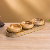 Набор розеток на подносе "Пряник" (3 шт) дерево манго 33,5х13х6,5 см