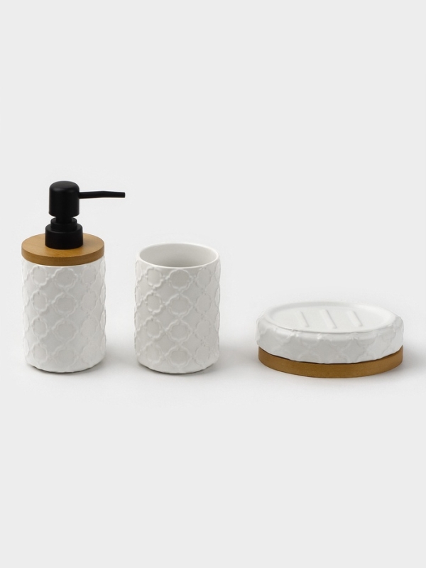 Набор для ванной "Harmony" 3 предмета (мыльница. дозатор для мыла, стакан)