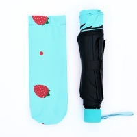 Зонт механический «Ягоды», эпонж, 4 сложения, 8 спиц, R = 49/55 см, D = 110 см, цвет голубой Зонт механический «Ягоды», эпонж, 4 сложения, 8 спиц, R = 49/55 см, D = 110 см, цвет голубой