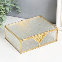 Шкатулка стекло с металлическим каркасом "Ажурная вставка. Капли" 18,5х14х6,5 см Шкатулка стекло с металлическим каркасом "Ажурная вставка. Капли" 18,5х14х6,5 см