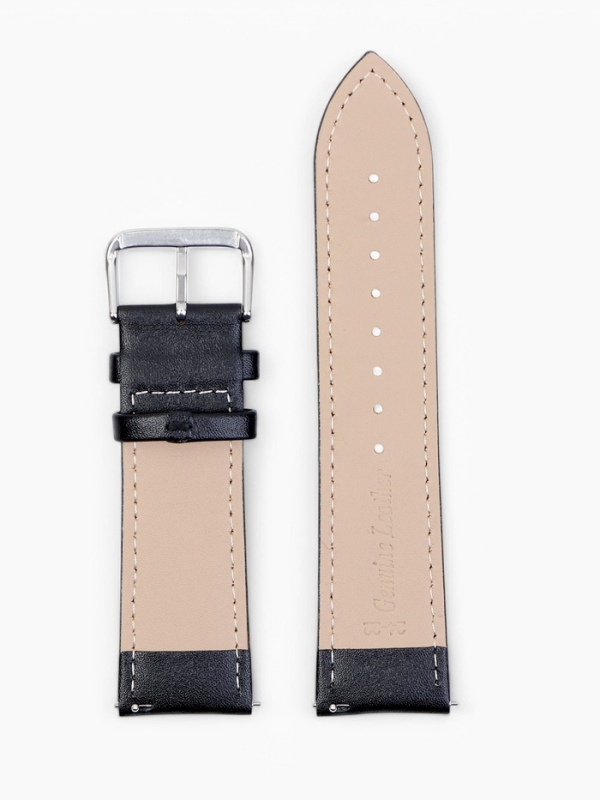 Ремешок для часов кожаный с быстросъемными шпильками, 24 мм,  l-20 см, черный
