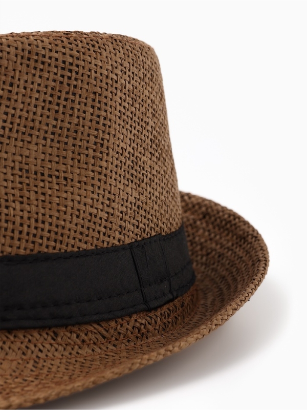 Шляпа мужская MINAKU "Плетеная", размер 58, цвет коричневый