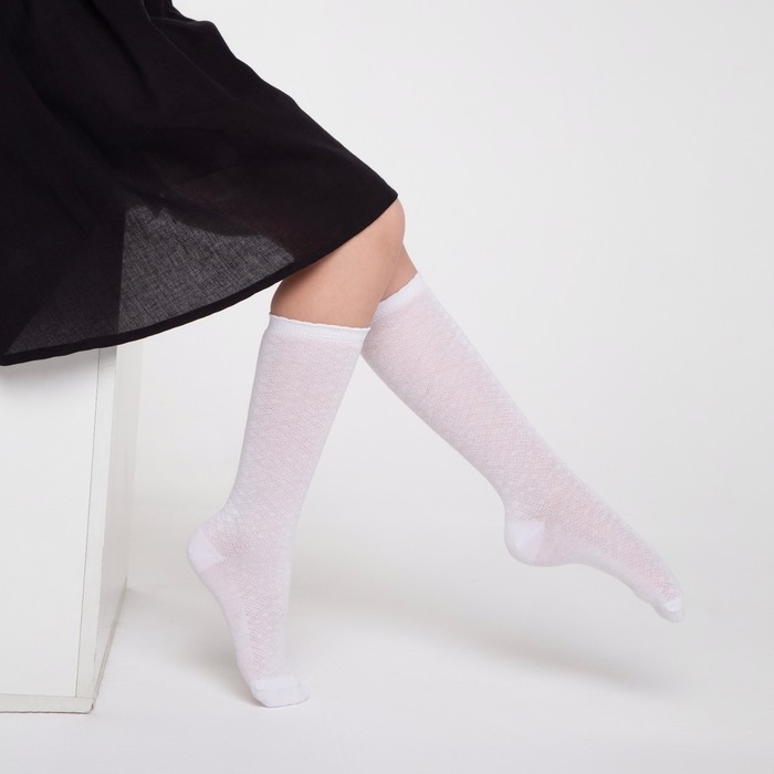 Гольфы детские, цвет белый, размер 14-16