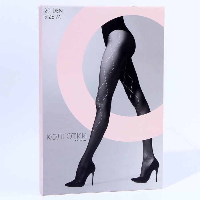 Колготки женские &laquo;Стразы&raquo;, серебро, цвет чёрный, размер М