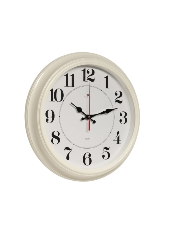 Часы настенные, интерьерные "Рубин", бесшумные, d-35 см, корпус белый