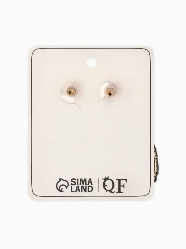 Серьги "Сияние вечера" овал двойной, цвет серый в золоте