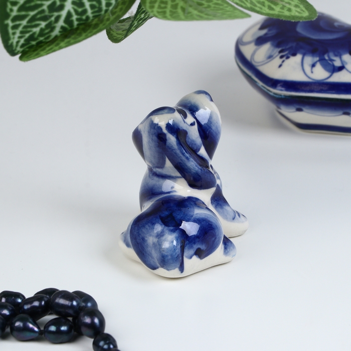 Сувенир гжель &laquo;Бассет&raquo;, бело-синий,керамика,