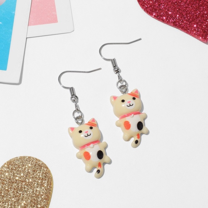 Серьги детские &laquo;Выбражулька&raquo; котята, цветные в серебре