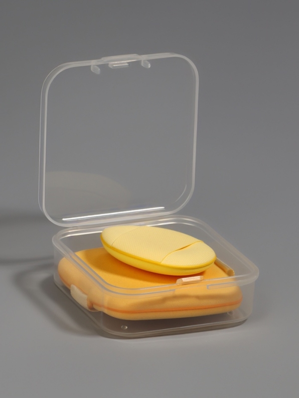 Набор спонжей д/макияжа 2 шт: капля, пуховка в пласт футляр латекс желтый пакет QF