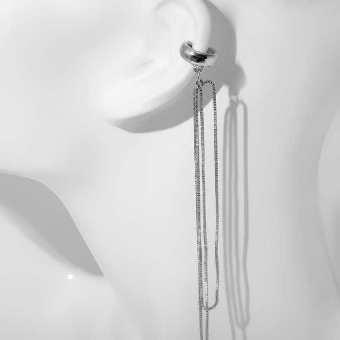 Серьга &laquo;Кафф&raquo; изящность, цвет серебро