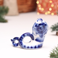 Новый год. Сувенир символ года "Змея", №14, гжель, 7 см