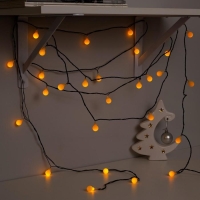 Гирлянда &laquo;Нить&raquo; 5 м с насадками &laquo;Шарики жёлтые&raquo;, IP20, тёмная нить, 30 LED, свечение жёлтое, 8 режимов, 220 В