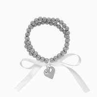 Браслет жемчуг &laquo;Сердеко&raquo; на резинке, бантик, цвет белый в серебре