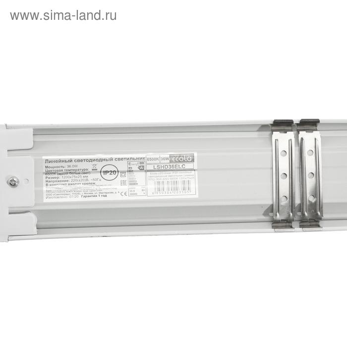 Cветильник линейный светодиодный Ecola, 36 Вт, 6500 К, 220 В, IP20, 1200х75х25 мм