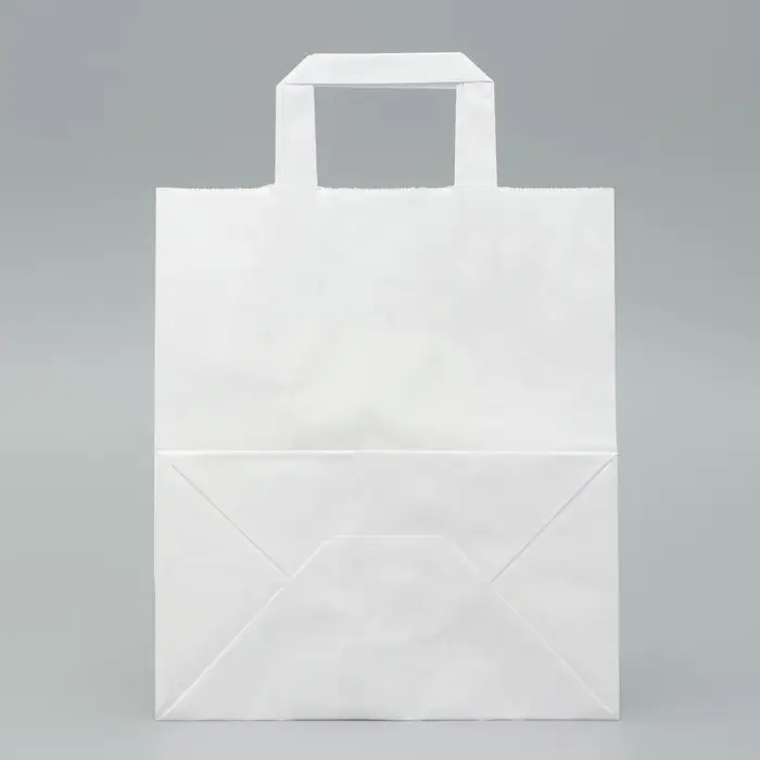 Пакет крафт без печати, белый, плоская ручка 24 х 14 х 28 см