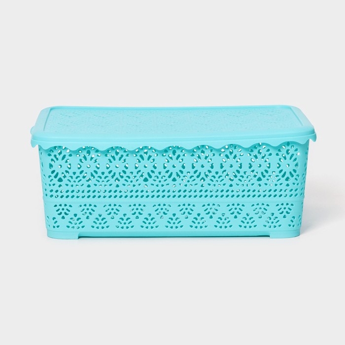 Контейнер для хранения с крышкой &laquo;Ажур&raquo;, пластик, 35&times;27&times;12 см, цвет МИКС