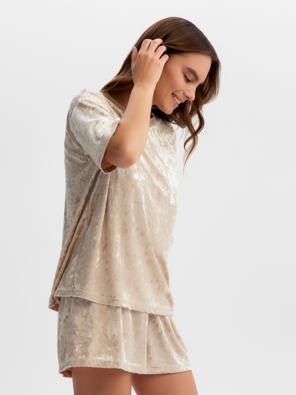 Комплект женский (футболка и шорты) KAFTAN Velvet р. 44-46, бежевый