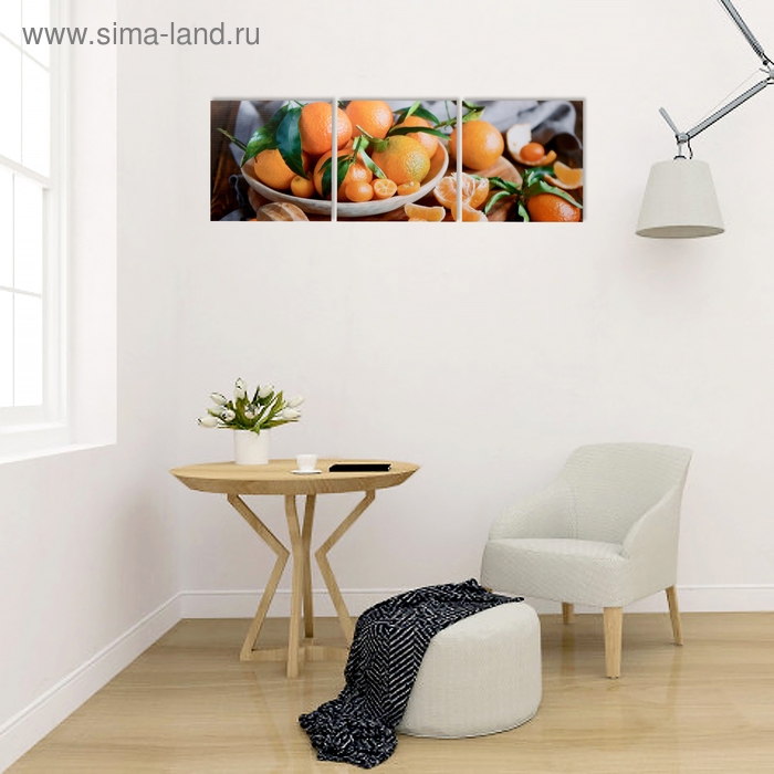 Модульная картина "Мандариновое настроение" (3-35х35) 35х105 см