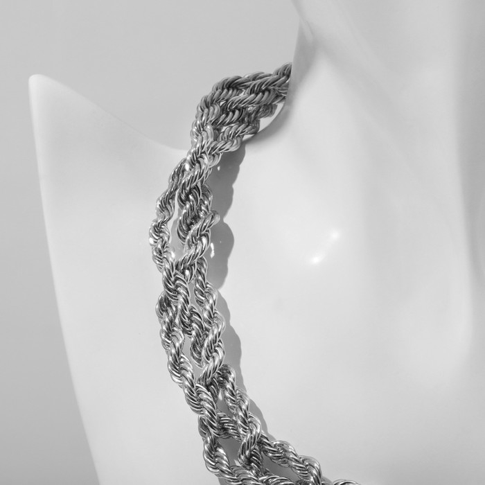 Колье &laquo;Цепь&raquo; косичка, цвет глянцевое серебро, 40 см