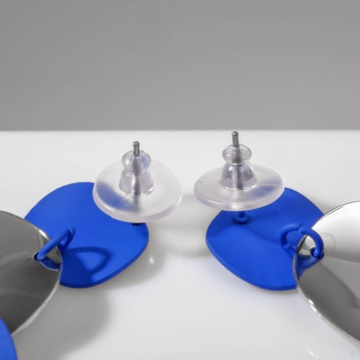 Серьги металл &laquo;Азелия&raquo; круги, трио, цвет синий в серебре