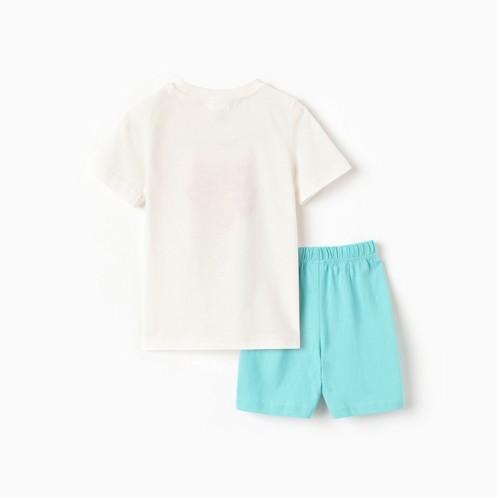 Комплект для девочки Комплект для девочки "Девочка" (футболка/шорты), цвет молочный/бирюзовый, рост 98-104 см