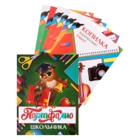 Папка школьная на кольцах &laquo;Портфолио школьника&raquo;, 6 листов-разделителей, 24,5 х 32 см.