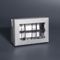 Коробка для 6 конфет серебро глиттер, 12 х 8,5 х 4 см. Кондитерская упаковка Коробка для 6 конфет серебро глиттер, 12 х 8,5 х 4 см. Кондитерская упаковка