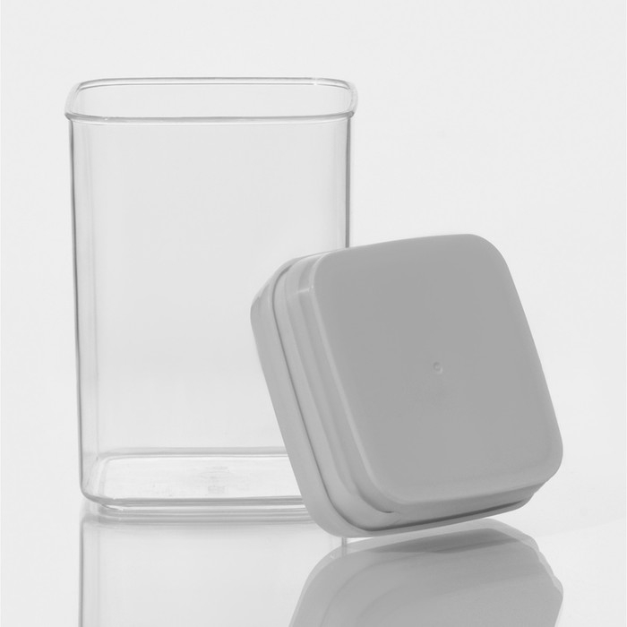 Банка для сыпучих продуктов с вакуумной крышкой Доляна, 900 мл, 9,5&times;9,5&times;15 см, цвет белый