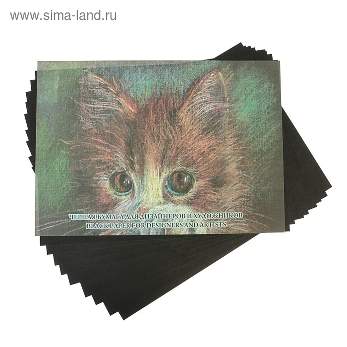 Бумага тонированная А3, 10 листов, 200 г/м&sup2;, чёрная