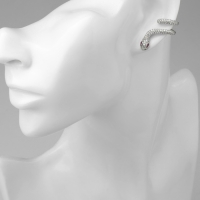 Серьги со стразами «Змея» изогнутая, цвет белый в серебре Серьги со стразами «Змея» изогнутая, цвет белый в серебре