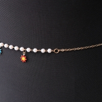 Портупея &laquo;Талия&raquo; цветы, цветная в золоте, 68 см + 25 см удлинитель